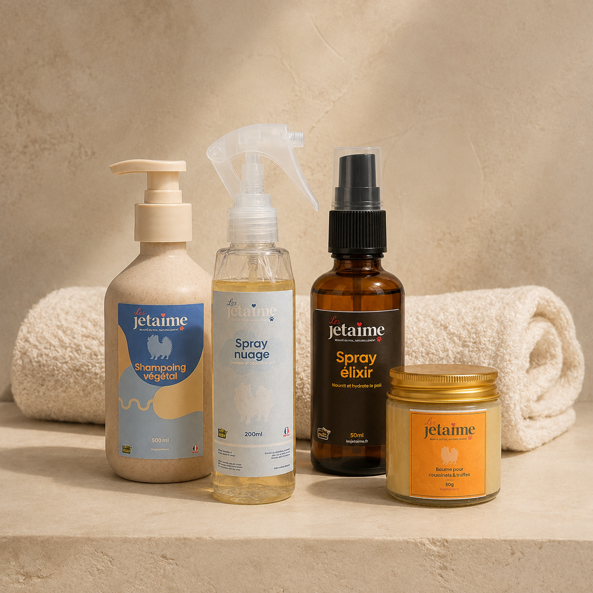 Quatre soins pour chien Les Jetaime dans une ambiance spa
