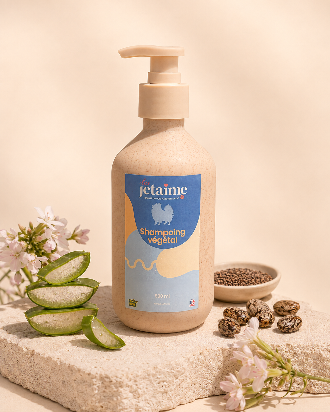 Shampoing végétal pour chien Les Jetaime avec Aloe Vera, ricin, brocoli et saponaire