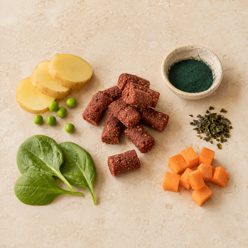 Friandises végétales à la spiruline et ingrédients Les Jetaime